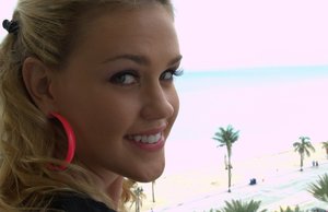 18 year old Alexis Crystal on knees for submissive cock serving action